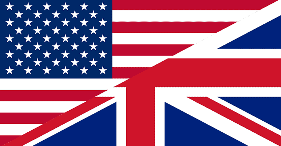 British and American English flags